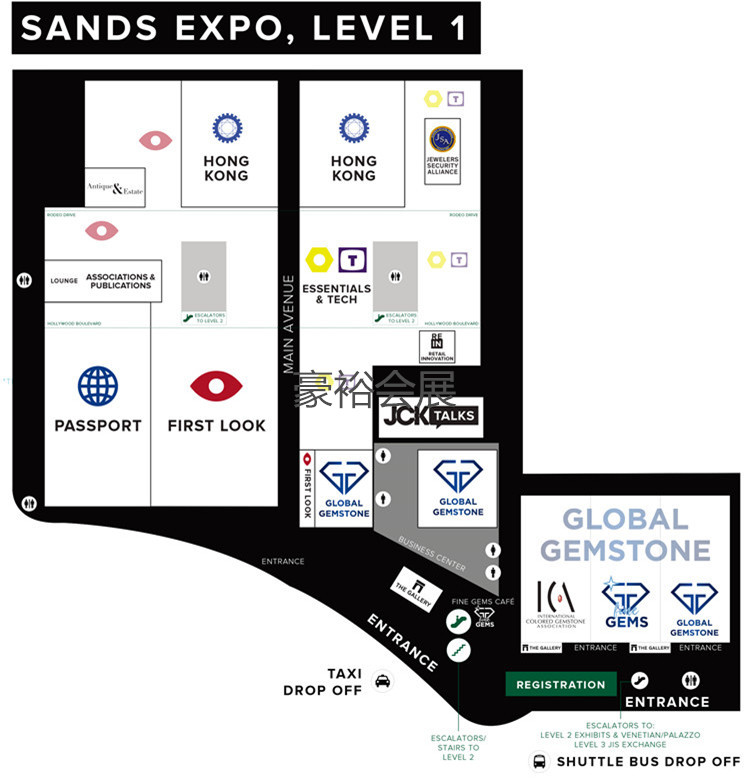 美國(guó)JCK珠寶展現(xiàn)場(chǎng)布局圖